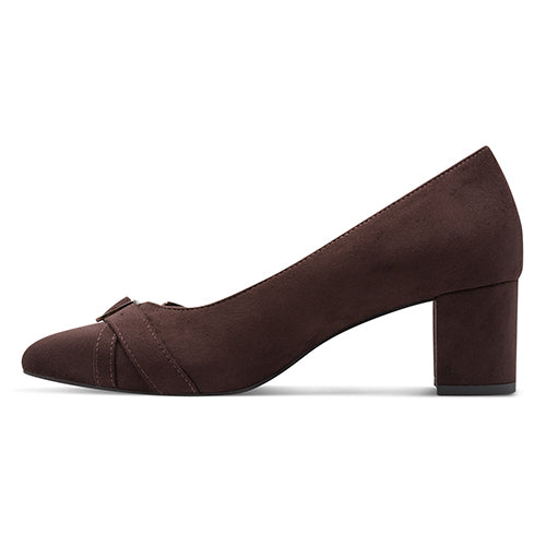 Jana Ladies Block Heeled Pump - 22463 - Brown Suede