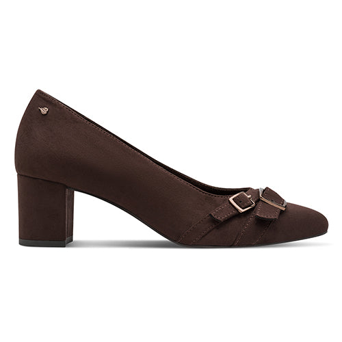 Jana Ladies Block Heeled Pump - 22463 - Brown Suede