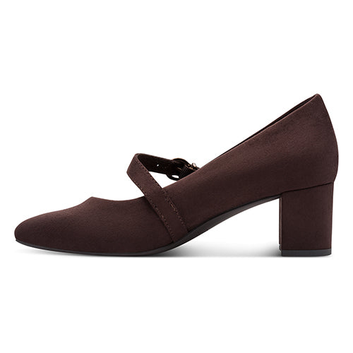 Jana Court Strap Block Heel - 24461-47 - Brown Suede