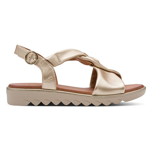 Jana Ladies Low Wedge Sandals - 28276-46 - Gold