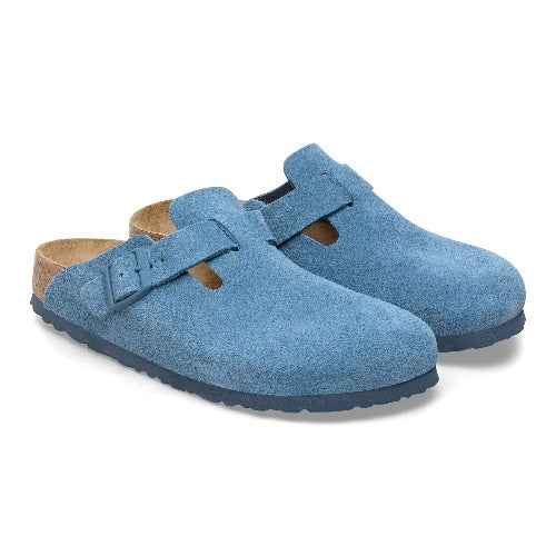 Birkenstock Ladies Suede Leather Clogs - Boston - Blue