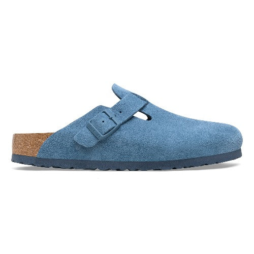 Birkenstock Ladies Suede Leather Clogs - Boston - Blue