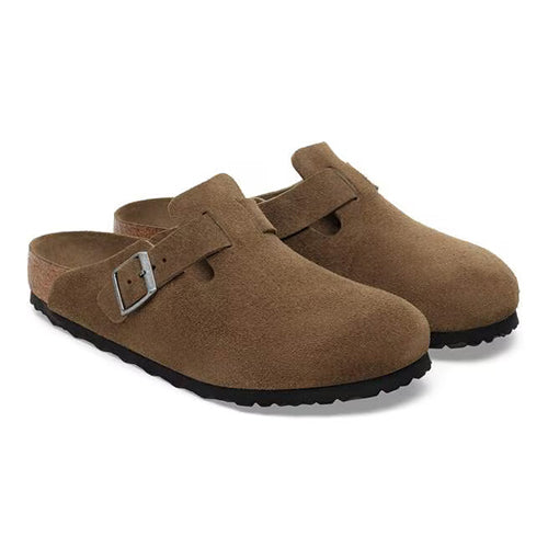 Birkenstock Ladies Suede Leather Clog - Boston - Dark Tea