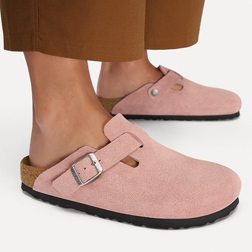 Birkenstock Ladies Suede Clogs - Boston - Pink Clay