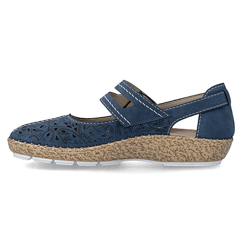 Rieker Ladies Cross Strap Shoes - 44872-14 - Denim
