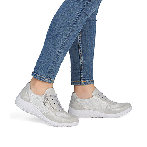 Rieker Ladies Trainers - 59501-90 - Silver Metallic