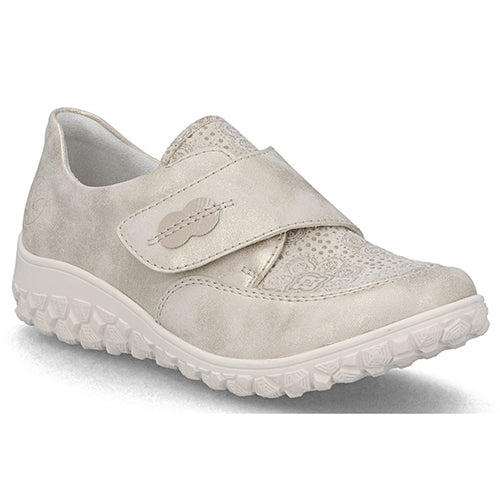 Rieker Ladies Low Wedge Shoes - 59552-62 - Metallic Silver