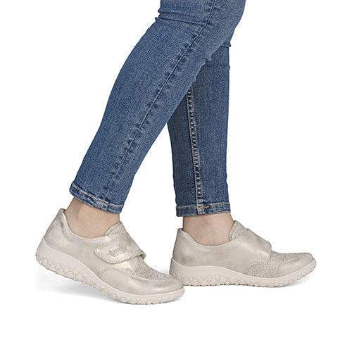 Rieker Ladies Low Wedge Shoes - 59552-62 - Metallic Silver