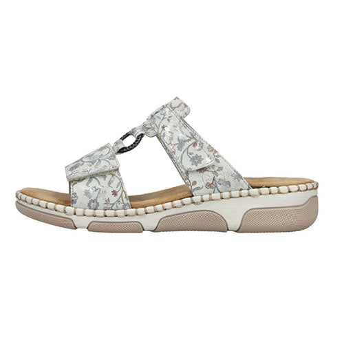 Rieker Ladies Sliders - 66292-90 - Light Grey/Multi