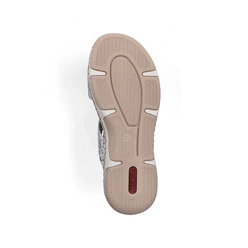 Rieker Ladies Sliders - 66292-90 - Light Grey/Multi