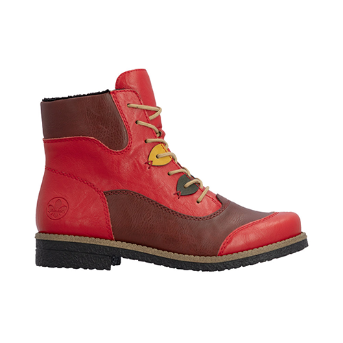 Rieker Laced Ankle Boots - 73510 - Red