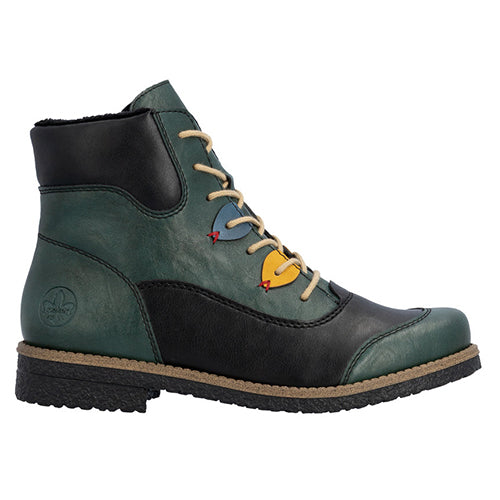 Rieker Ladies Ankle Boots - Green Black
