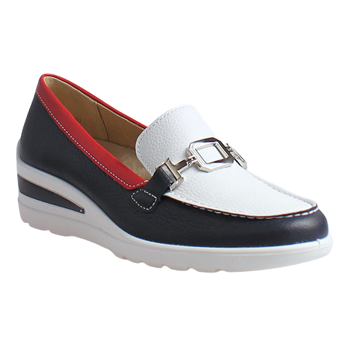 Ara Ladies Wedge Loafers - 50638-02 - Navy / White / Red