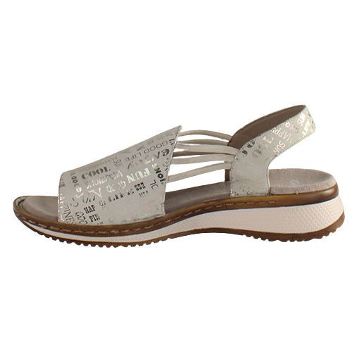 Ara Ladies Wide Fit Sandals - 29005 - Cream/Silver