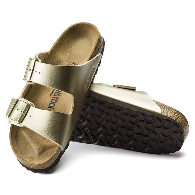 Birkenstock Ladies Sandals - Arizona Birko-Flor- Gold/Metallic
