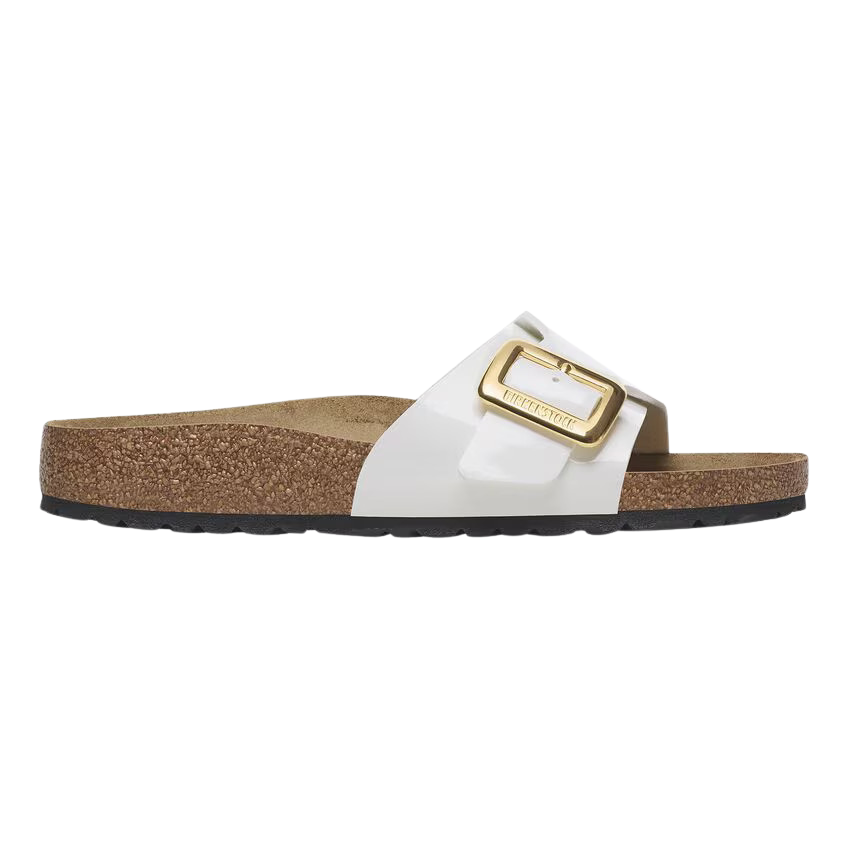 Birkenstock Ladies Sliders - Catalina Cushion Buckle - White Patent