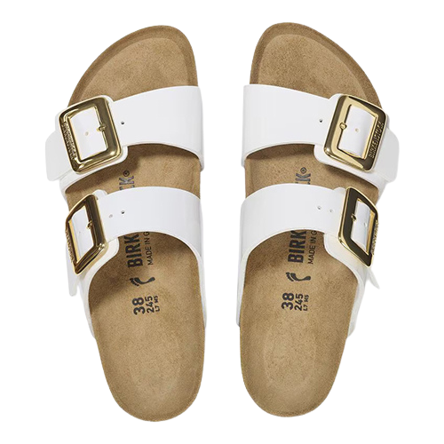 Birkenstock Ladies Sandals- Sydney Cushion Buckle - White Patent