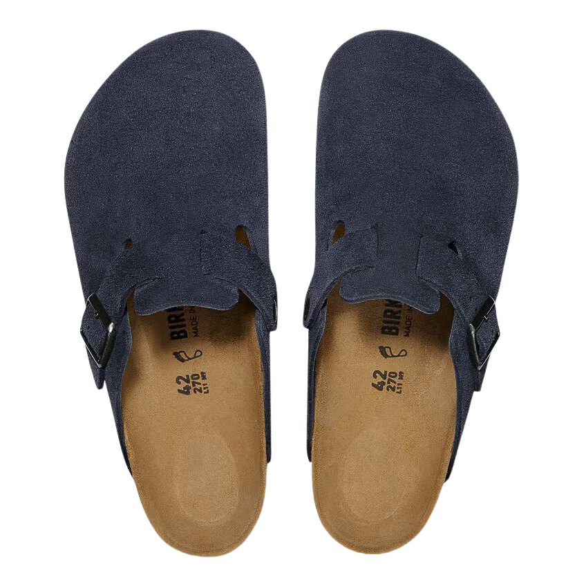 Birkenstock Ladies Suede Leather Clogs - Boston - New Navy