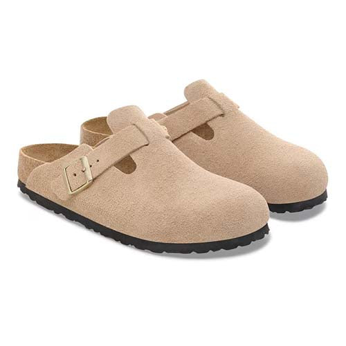 Birkenstocks Ladies Suede Clogs - Boston - Sandcastle