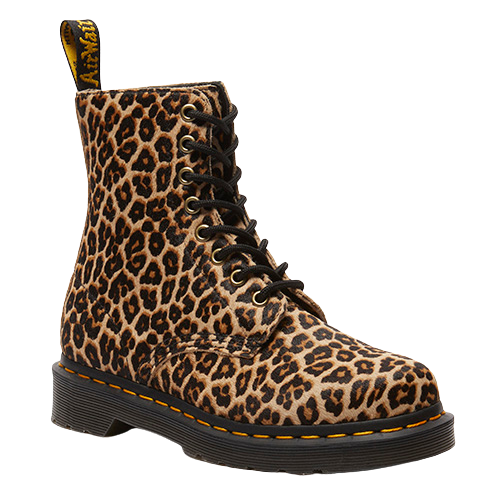 Dr. Martens Ladies 8 Eyelet Boots - Pascal 1460 - Tan/Leopard