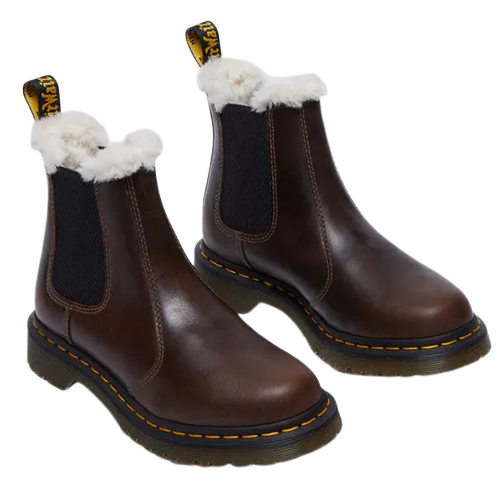 Dr.Martens Ladies Faux Fur Lined Chelsea Boot - 2976 Leonore - Dark Khaki