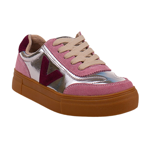 Drilleys Ladies Trainers - Eighty - Silver/Pink