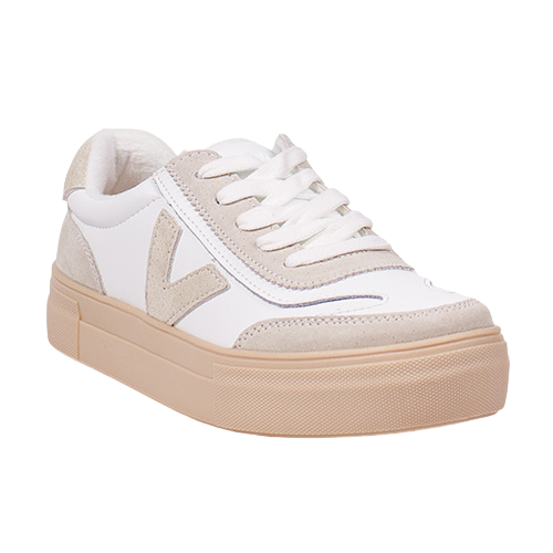Drilleys Ladies Trainers - Eighty - White / Beige