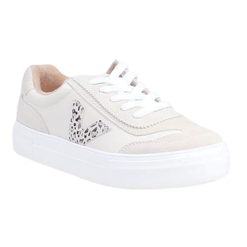 Drilleys Ladies Trainers - Eighty - White / Cheetah