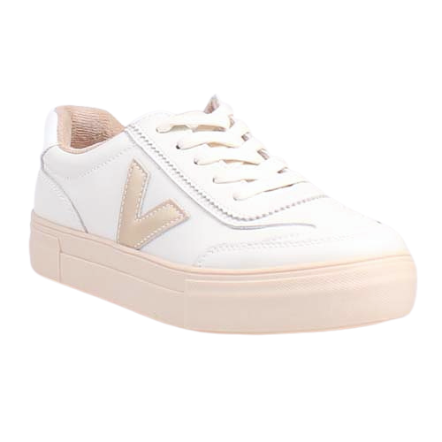 Drilleys Ladies Trainers - Eighty - White / Gold