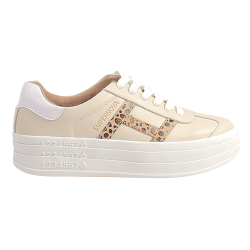 Drilleys Ladies Platform Trainers - Sixty Eight - Beige / Cheetah
