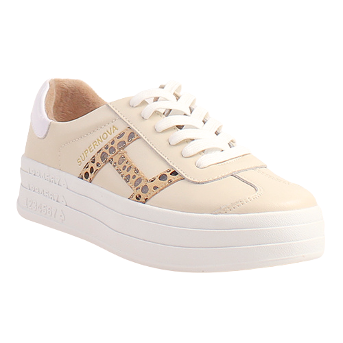 Drilleys Ladies Platform Trainers - Sixty Eight - Beige / Cheetah