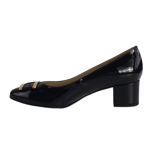 Emis Block Heeled Pumps - 8155 - Navy Patent