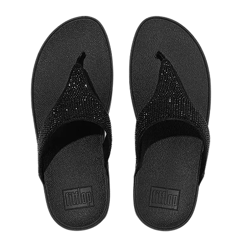 Fit Flop Ladies Crystal Toe Post Sandals - Lulu - Black