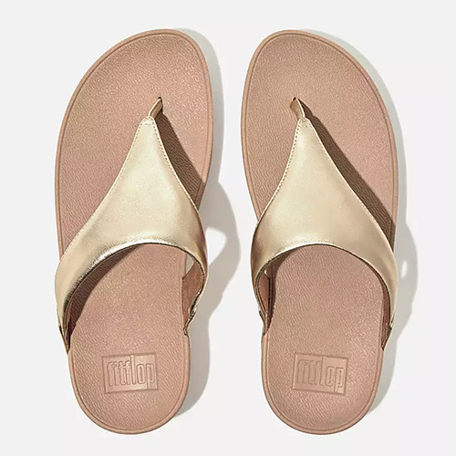 Fit Flop Leather Toe-Post Sandals - Lulu - Gold