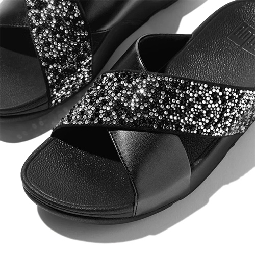 Fitflop Cross Slides - Lulu Crystal Mix - Black
