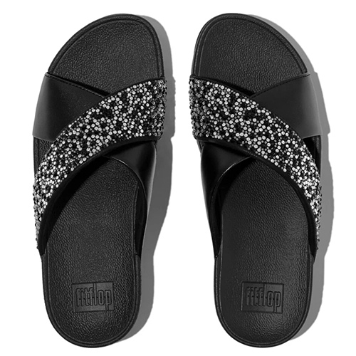 Fitflop Cross Slides - Lulu Crystal Mix - Black