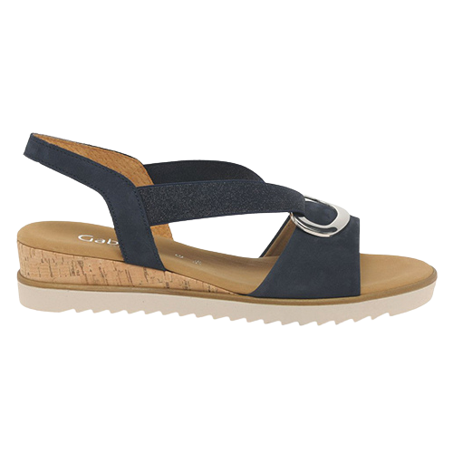 Gabor Low Wedge Sandals 42.753.36 Navy Greenes Shoes