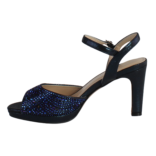 Glamour Peep Toe Platform Heels - Riga - Navy