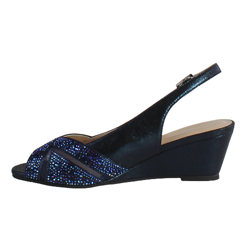 Glamour Peep Toe Wedges - Minsk - Navy