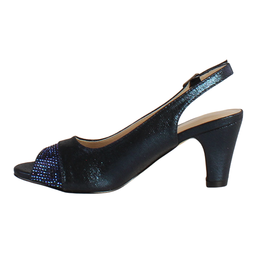 Glamour Peep Toe Sling Backs - Bern - Navy