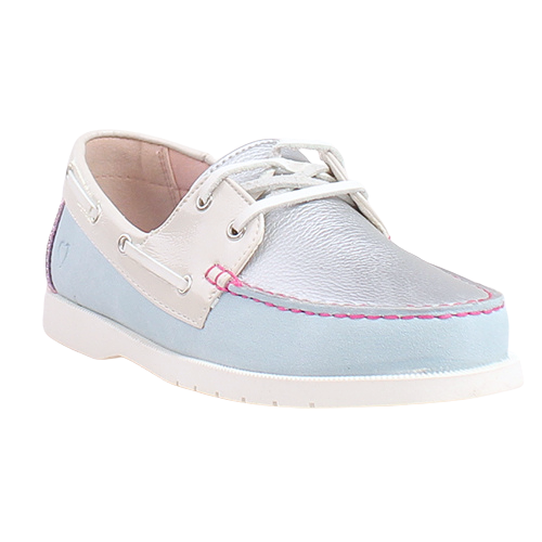 Heavenly Feet Ladies Deck Shoes - Shelly - Silver/Blue