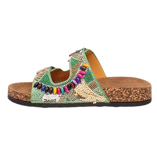 Heavenly Feet Ladies Sliders - Jess - Green