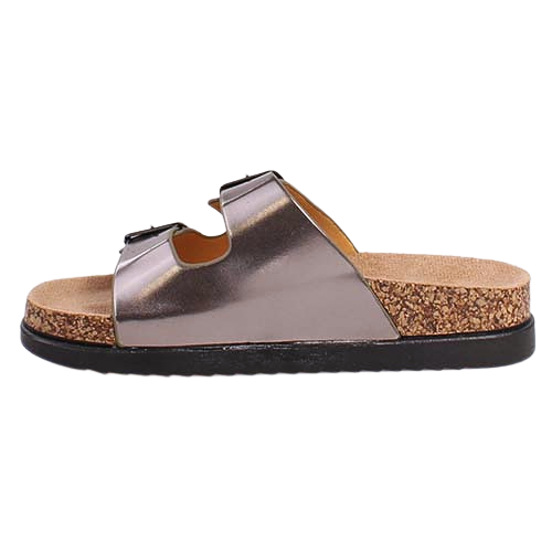 Heavenly Feet Ladies Sliders - Totnes - Platinum