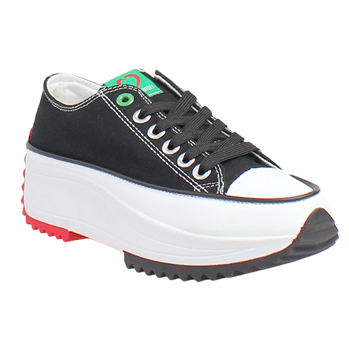 Heavenly Feet Ladies Platform Trainers - Strata - Black
