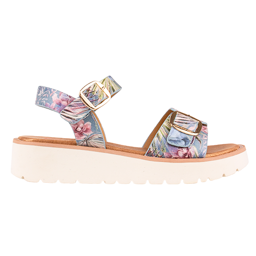 Heavenly Feet Ladies Sandals - Sonja - Blue Floral