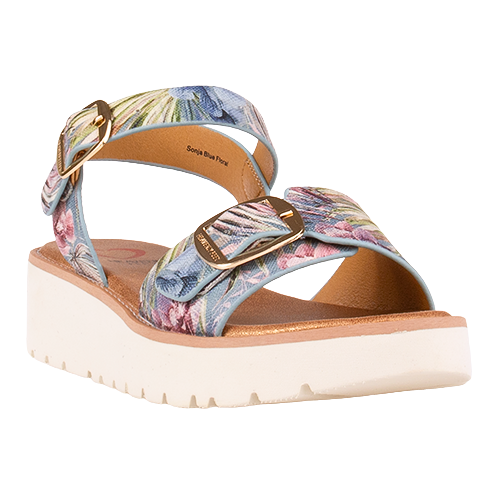 Heavenly Feet Ladies Sandals - Sonja - Blue Floral