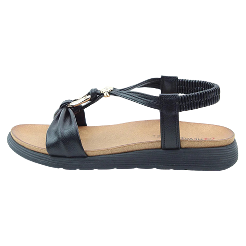 Heavenly Feet Ladies Backstrap Sandals - Campari 2 - Black