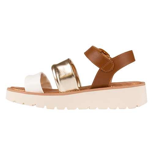 Heavenly Feet Ladies Sandals - Fleur - Tan/Gold