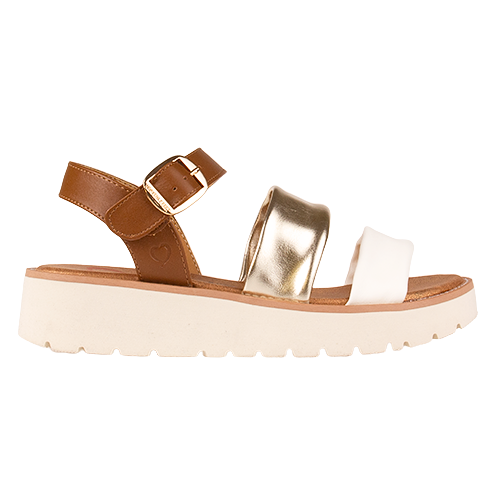 Heavenly Feet Ladies Sandals - Fleur - Tan/Gold