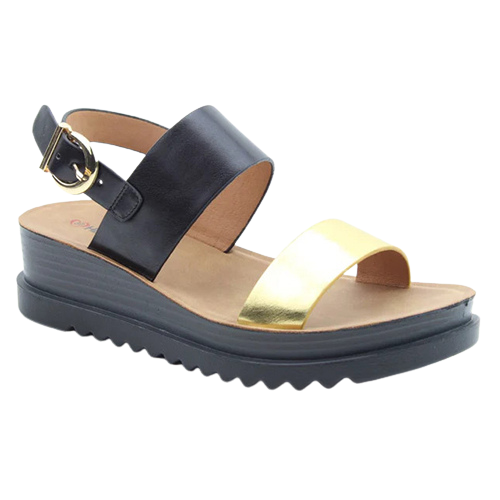 Heavenly Feet Sandals - Pecan - Black / Gold